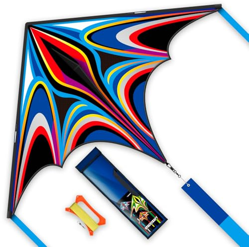 SGftre Blue Large Delta Kites Flying Toys Easy to Fly，Huge Kite for Kids and Adults，Comes with String and Handle，Beach Kite Family Outdoor Toy (Power Triancle-Blue)