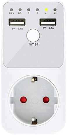 CENMEN Enchufe Inteligente Programable con Temporizador de Cuenta Regresiva Enchufe EléCtrico 6HR para Interruptor de Interfaz USB Enchufe de la UE