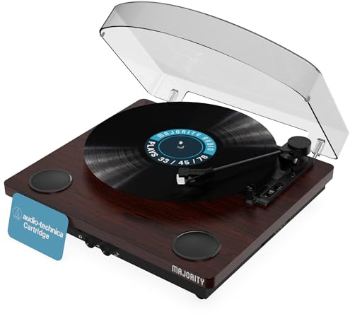 Schallplattenspieler mit Lautsprecher | Plattenspieler mit Bluetooth Senden & Empfangen | Vinyl Record Player 33/45/78 | Turntable Vinyl USB-Aufnahme | Plattenspieler Retro mit Slipmat | MAJORITY Moto