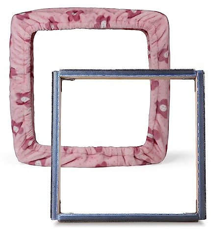 JTVTW Greiferstreifen-Rahmen Gripper Strip Frames Punch Needle Hooking Frame Stickrahmen mit Deckel 40*40cm (Rosa)