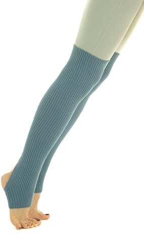 SERICI Beinstulpen für Damen, Tanzen & Yoga, offene Zehen- und Fersen-Tanzsocken, gerippte Partysocken, warme Sportsocken, Blau, Medium