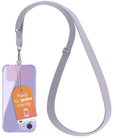 EAZY CASE catena universale per cellulare adatta a tutti gli smartphone, catena da appendere, cover con cordino, catena per smartphone da portare in giro, cinghia per cellulare, Viola Lavanda