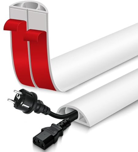 Canaleta pasacables Suelo Flexible Cable Protector Suelo de PVC canaleta Cables Pared Adhesivo para la gestión doméstica (Blanco, 30mm×6m)