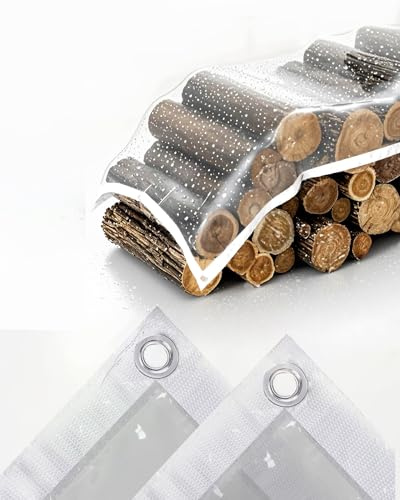 Ezcasch 3x3m Bâche transparente avec anneaux perforés - 420 g/m² - Bâche transparente pour protection contre la pluie, la neige, le bois et le balcon (dimensions réelles : 2,9 x 2,9 m)