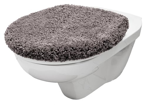 Brandsseller WC Deckelbezug 38x48 cm Ausschnitt aus weichem Mikrofaserstoff Toiletten Sitzbezug für Optimalen Komfort und Stil-Grau