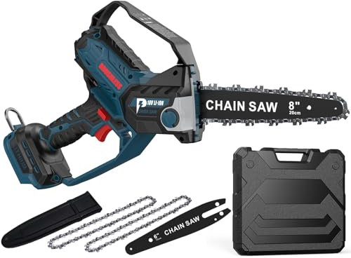 8-Zoll Kettensäge für Bosch 18V GBA-Akku, Auto-Oiler, 6-Zoll und 8-Zoll bürstenlose kabellose Astkettensäge, batteriebetriebene Mini Kettensäge zum Holzfällen, Baumbeschneiden (nur Werkzeug)