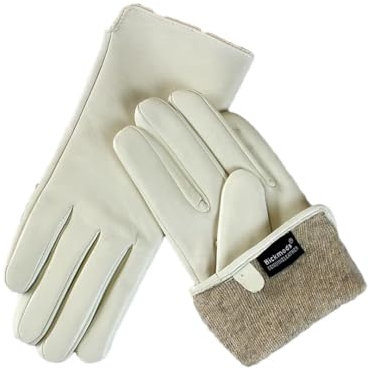 Damen Schaffell Handschuhe Leder Einfacher Stil Wollfutter Wärme Fingerhandschuhe Milchweiß 7, milchweiß, 7