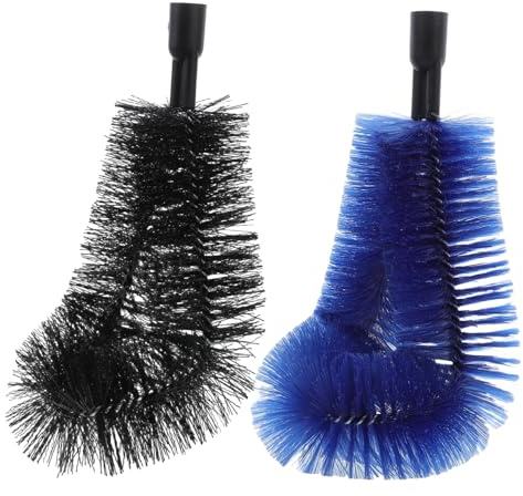 MUCKLILY 2pcs Gutter Cleaning Brush Heads 24mm Threaded Roof Gutter Leaf Remover Attachment for Home Outdoor Exterior, Black and Blue Set