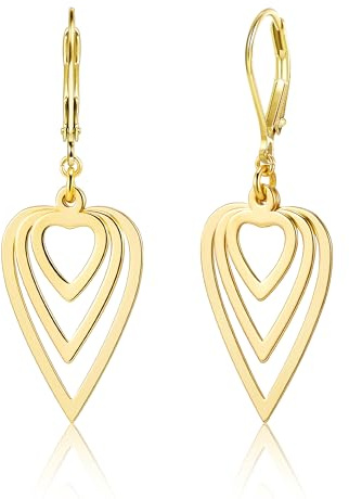 Gold/Silber 925 Hängend Ohrringe Damen Durchbroche Geometrische Ohrring | ALEXCRAFT Gold/Silber 925 Hängen Ohrringe Damen Durchbroche Geometrische Anhänger Hängendohrring Hypoallergen Ohrring Schmuck