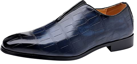 Scarpe da uomo Business classiche da abito scarpe in pelle scarpe in pelle verniciata eleganti Oxford stringate larghe da matrimonio leggere tradizionali sneaker, Blu, 43 EU
