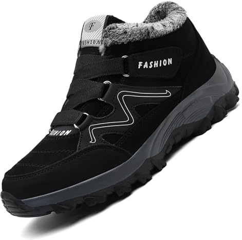 Unitysow Chaussures D'hiver Hommes Femme Bottes de Neige Fourrure Doublé Chaud Bottines Bottes D'hiver Antidérapantes Outdoor Bottine de Randonnée Chaussure de Marche Baskets Noir 39