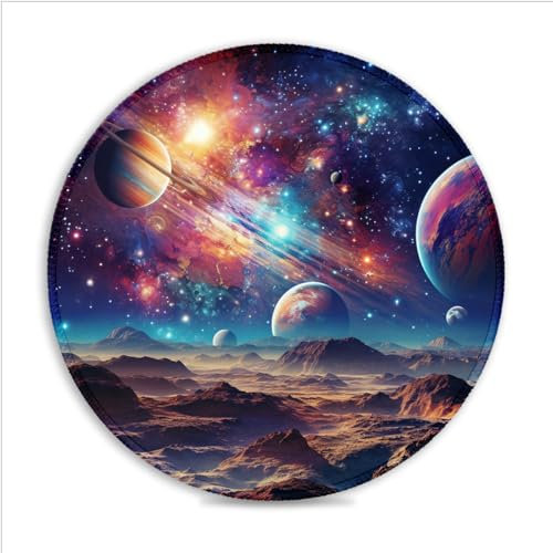 Tapis Souris Jeu Univers coloré (30X30) CM 11.81(in) Tapis Souris Rond Jeu Tapis Souris en Tissu SU Tapis Souris Ergonomique Compatible avec Les Souris Laser et optiques