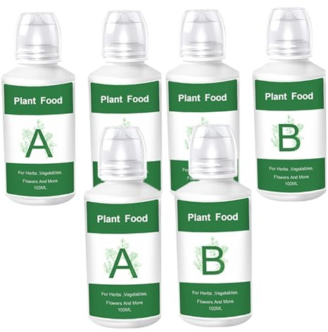 6 PCS Hydroponic Plant Food A & B Nutrient Solution for Hydroponic Growing, Advanced Fertilizer for Vegetables, Fruits, Flowers & Indoor Plants