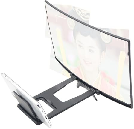 BUGUUYO Support Incurvé pour Téléphone Portable Amplificateur D'écran 12 Pouces, Matériau Abs et Acrylique, Design Pliable pour Regarder des Vidéos en Famille