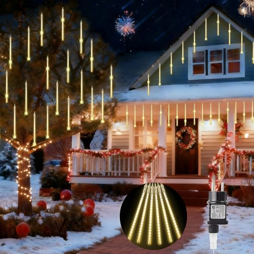 OdiuK LED Meteorschauer Lichterkette außen, 480 LED 20 Röhren