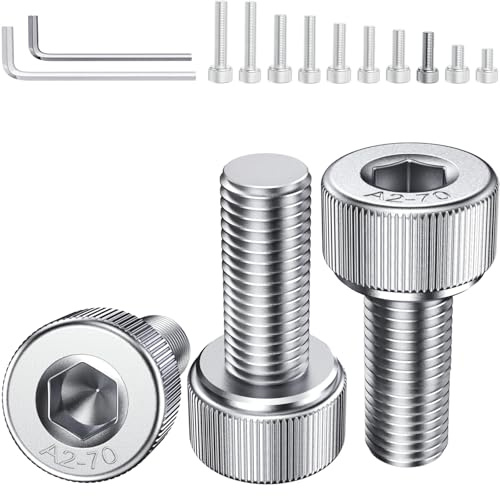 YOOPIN 60 Stück DIN912 M5x16mm Innensechskant A2 Edelstahl | Zylinderschrauben mit Sechskantschlüsseln. Für Möbel und Heimwerkerarbeiten