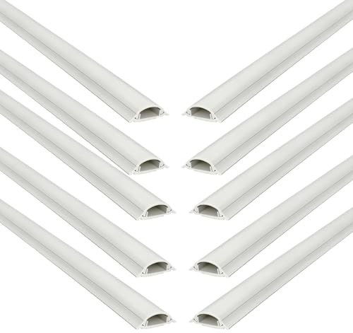 Jandei - Confezione da 10 grondaia adesiva bianca per cavi in PVC. Organizzazione e protezione del cablaggio 1 metro Lunghezza (10 x 35 mm)