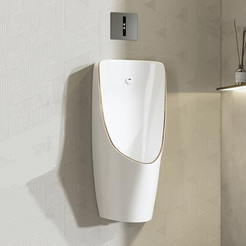 TUPAFJU Urinoir Mural en céramique à Chasse d'eau Automatique pour Hommes, urinoir Anti-Fuite pour la Nuit, pour Salle de Bain, hôtel, Garage, Bar, extérieur, Toilettes publiques(Concealed Sensor)