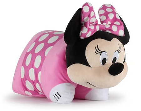 Jay Franco Cuscino Peluche 2 in 1 Disney Minnie, Multiuso Extra Soffice con Chiusura a Strappo per la Cameretta dei Bambini, Viaggi o Pigiama Party
