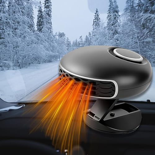 KQLHLHDYZ Chauffage de Voiture 12V, Chauffage Portable Rapide 150W pour Véhicule, Dégivreur et Désembueur pour Pare-Brise de Voiture, Rotation à 360 degrés, Noir