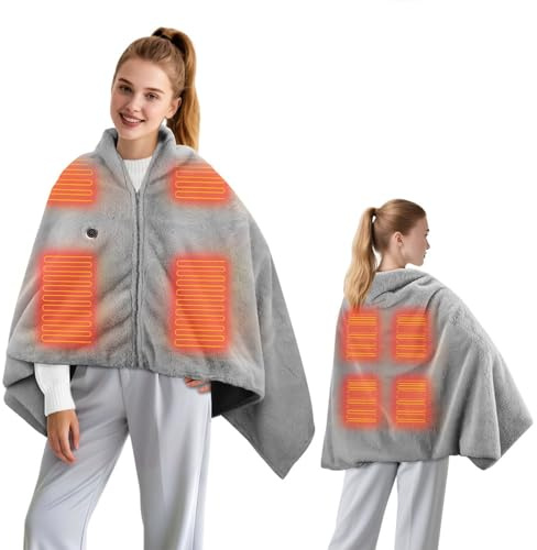 Portable Wearable Blanket Shawl - Electric Blanket Cozy Wrap for Women Men, Soft Warm Throw, Lightweight Blanket Wrap for Office, Travel, Camping