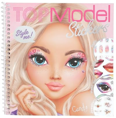 Depesche 13984 TOPModel Face Dress Me Up - Stickerbuch mit 24 Seiten Model Portraits zum Verzieren, inkl. 7 Seiten Accessoire Sticker