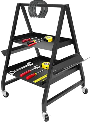 2 Tier Horseshoeing Box with Wheels, 16.2×16.7×24.4In Wheeled Horseshoe Tool Box, Heavy-Duty Farrier Tool Cart for Stables, Farms, Workshops