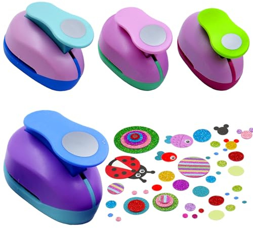 BAIFULAI 4 stycken pappersstans cirkel, motivstansare, runt papper, olika storlekar – 9 mm, 16 mm, 25 mm, 38 mm, cirkelstansare för korttillverkning, scrapbooking och gör-det-själv – mångsidig
