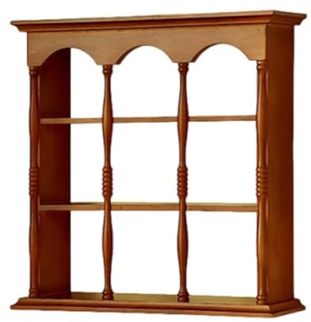 PP-Vic Antike Wandvitrine Im Vintage-Stil, Kaffeetassen-Präsentationsregal Aus Holz Für Den Tisch, Schwebende Vertikale Vitrine, Tassenregal, Wand- Oder Tischregal,Braun