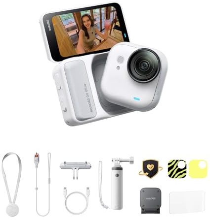 Insta360 GO Ultra Lifestyle Bundle - Small 4K Vlogging Camera, Hands-Free, POV Cam, 1/1.28 Sensor, 53g Lightweight, 156° FOV, 200 Min Battery Life, Magnetic Wearable Action Camera for Sports, Vlog