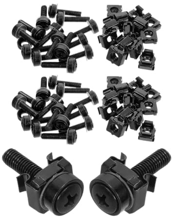 GALPADA Tuercas de Jaula para Armarios Rack de 19 Pulgadas, Paquete de 50 Piezas de Metal Negro Estructura de Clip para Servidores en Centros de Datos Compactos