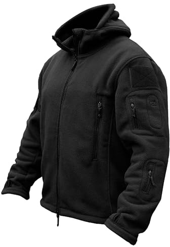 TACVASEN Chaqueta Polar Hombre con Capucha Militar Resistente al Viento