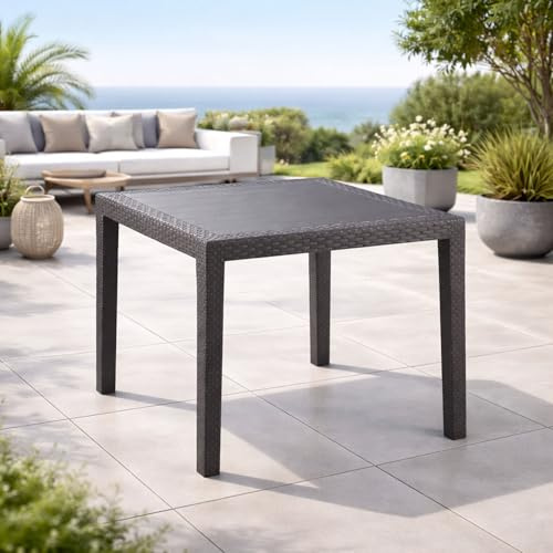 Mojawo Bistrotisch Kunststoff 79x79cm King Anthrazit eckig Balkontisch Gartentisch Terrassentisch Wetterfest