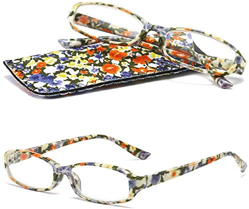 VEVESMUNDO Lesebrille Damen Modern Federscharnier Blumen Lesehilfe Sehhilfe Brille Leicht Vintage mit Brillentasche