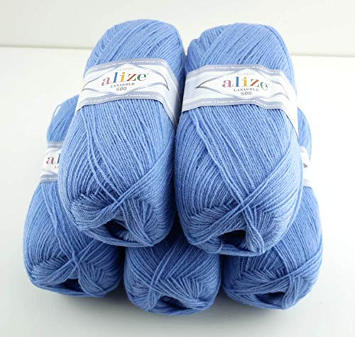 Alize Lanagold 800 Strickwolle - 5 x 100g, 49% Wolle, 500 Gramm, Einfarbig, Türkische Wolle (40)