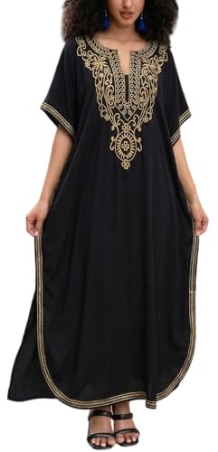 L-Peach Robe de Plage Longue d'été à imprimé Ethnique pour Femmes Kimono Maxi Kaftan Cover ups