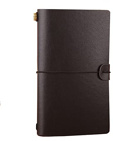 Journal de voyage en cuir, journal de voyage, carnet de voyage, carnet de voyage, en cuir, remplaçable et carnet vintage, 4,72 x 7,87 cm, noir