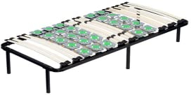 i-flair Metallbett Tellerlattenrost 100x200 cm auf Füßen, Gästebett Ergo IF55 mit Tellerfedern und Stauraum - für alle Matratzen und Betten geeignet