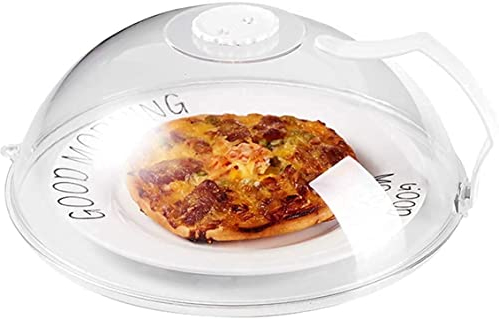 Cymax Cubierta de salpicadura de microondas, cubierta de microondas para alimentos sin BPA, tapa protectora de placa de microondas con asa