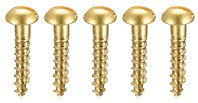 sourcing map 50 Stück Schlitz Rundkopf Holzschrauben M3 x 16mm Messing Blechschraube Halbrundkopf Linsenkopfschrauben