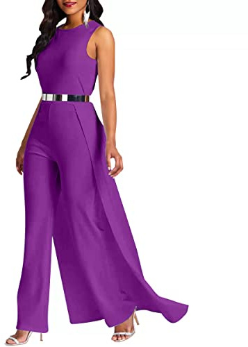 VERWIN Patchwork Overlay Embellished Plain Women's Jumpsuit High-Waist Woman Romper