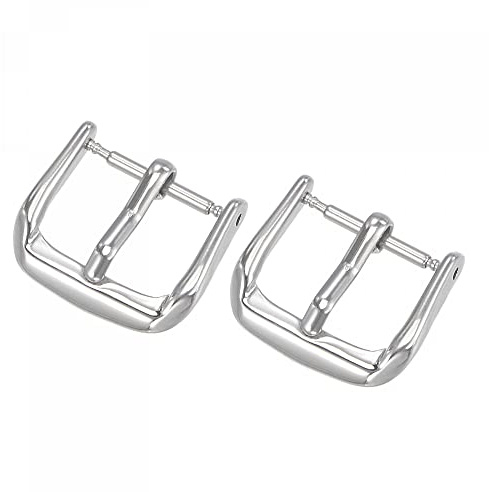 sourcing map 2Stk Uhrenarmband Verschluss Ersatz Silber | 316 Edelstahl polierte PVD Schnalle Silber für 14mm breite Uhrenarmbänder