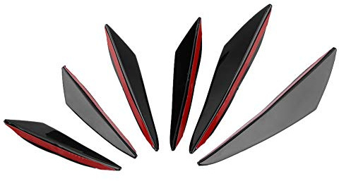 Spoiler Spoilerlippe 6 Stück Auto Frontspoiler Frontstoßstange Luftdurchfluss Luftzufuhr Verzierung Universal Auto Anti Collision Strip Dekoration Aufkleber Schwarz