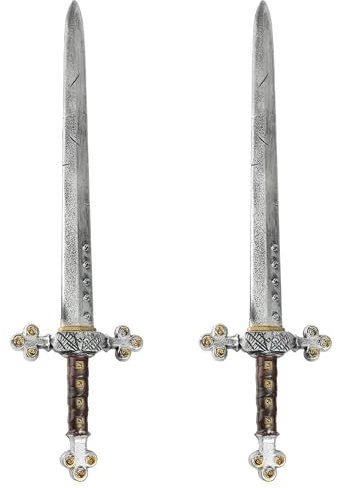 Spada gladiatore per adulti – Set di 2 spade da 75 cm in plastica per travestimento da guerriero vichingo romano barbaro – accessorio storico per uomini e donne