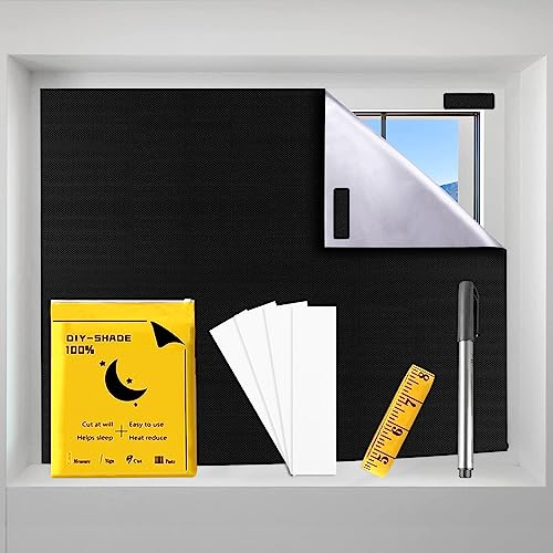 CyanCloud Blackout Blind，300x145cm Portable Blackout Blinds Stick On Window Temporary Blackout Curtain No Drill Suitable for Cutting any Size Shape for Home，Bedroom，Office and Travel