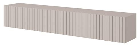 Selsey TV Schrank Board Sideboard Fernsehtisch Fernsehschrank 175 cm Hängend Graubeige Mit Lamellierter Front Telire