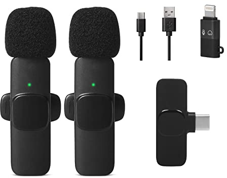 WAONIQ Lavalier Mikrofon, Wireless Mini Mikrofon für iPhone, iPad, Android, Laptop, Wireless Microphone Ansteckmikrofon Kabellos für Videoaufnahmen, Vlog, TikTok, YouTube, Live Streaming