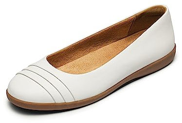 DREAM PAIRS Women's Flats with Arch Support, Ballet Flats for Women Dressy Comfortable, Round Toe & Slip On Office Shoes SDFA2306W,Size 8,White,SDFA2306W
