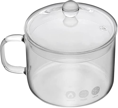 Coppette da dessert for gelato Ciotole Vetro rotondo in vetro con manico: 14 cm Ciotola for tagliatelle con coperchio Ciotola for zuppa in vetro borosilicato Tazza for servire cibo da dessert Stovigli