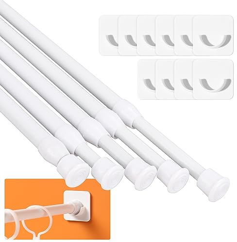 5 Stück Vorhangstange ohne bohren Klemmstange für Gardinen Gardinenstange zum Klemmen Teleskopstange zum Klemmen Verstellbare Spannstange Ohne Bohren für Schrank, Küche, Kleiderschrank 30-50cm Weiß